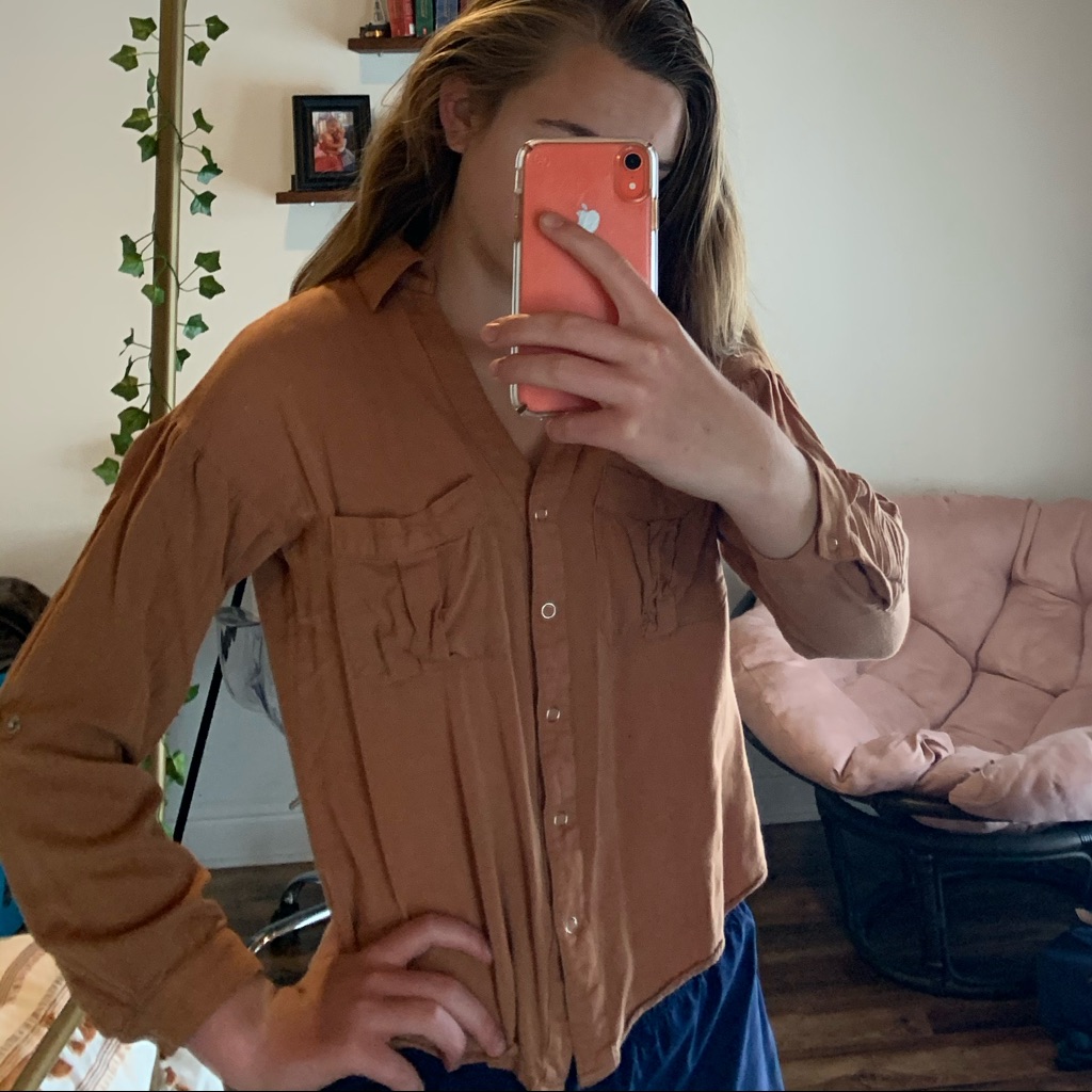 V-Neck Button Down Top